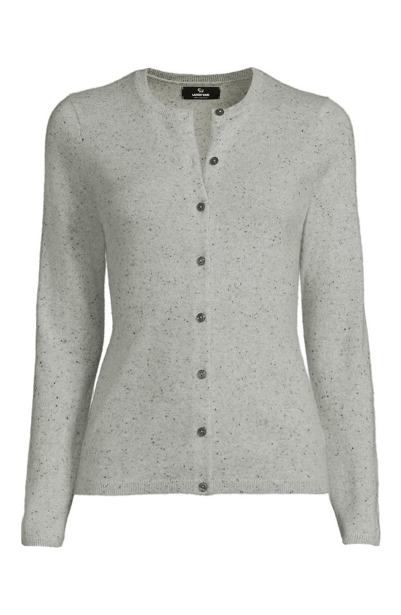 Lands' End Cashmere Cardigan Sweater, Alternate, color, Gray/Black Donegal