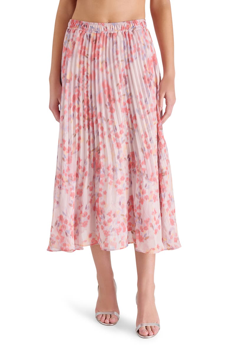 Steve Madden Raina Floral Pleated Midi Skirt, Main, color, 