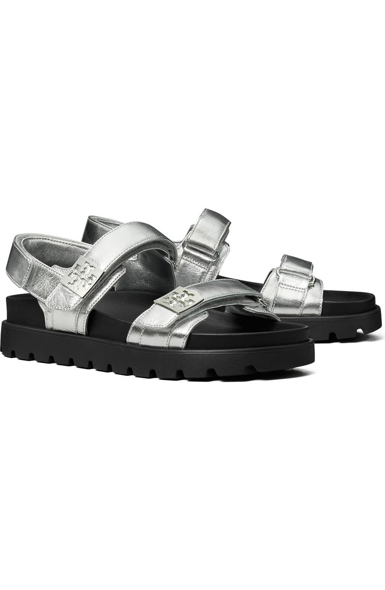 Tory Burch Mellow Sport Sandal, Main, color, Silver / Perfect Black