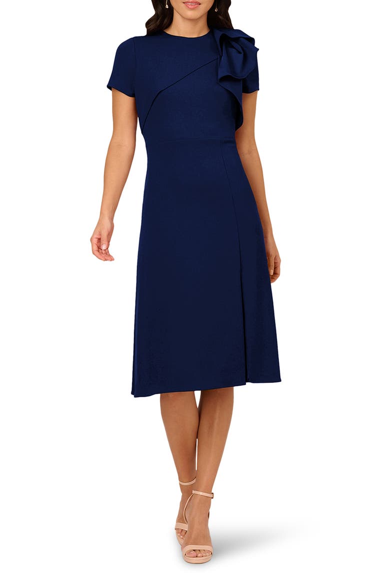 adrianna papell blue sheath dress Ruffle Bodice Midi polyester. menu_sale Adrianna Papell Beaded Off-The-Shoulder Color:As Picture Show