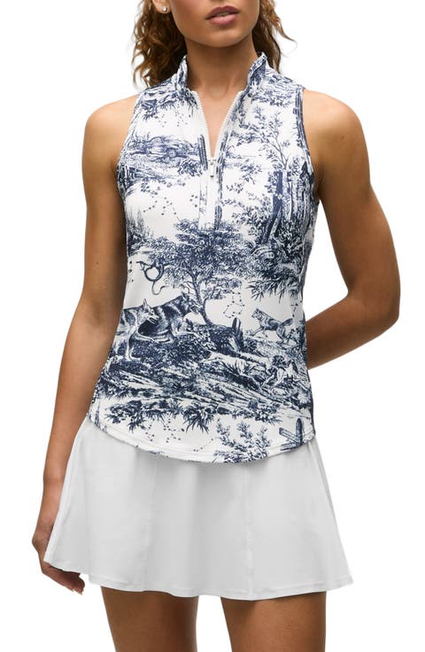 Huntress Toile Performance Half Zip Tank