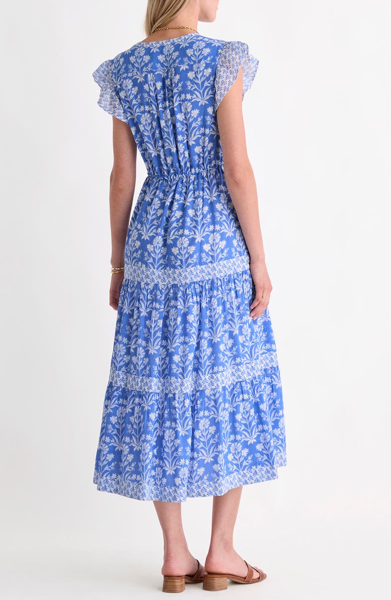 vineyard vines Abigail Floral Tie Waist Cotton Blend Voile Dress, Alternate, color, Floral Breaker Blue