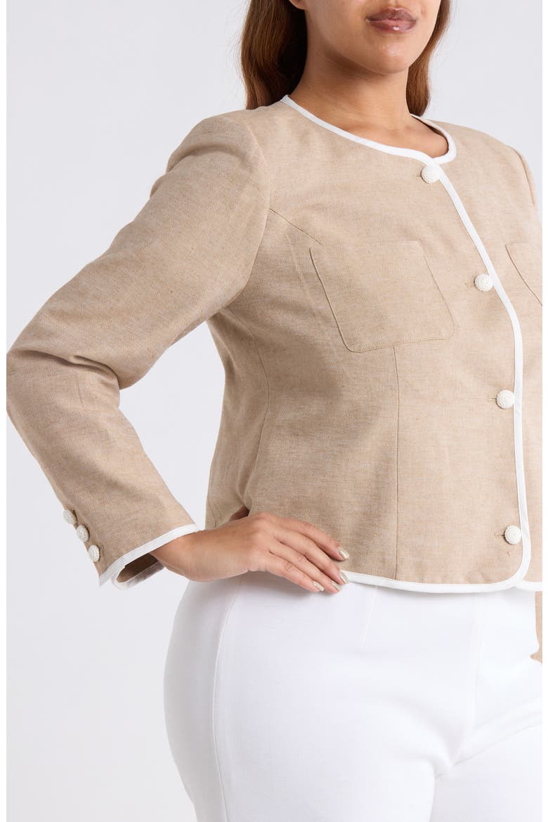 Contrast Trim Jacket, Alternate, color, TOFFEE