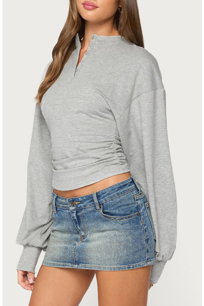 Diya Puff Sleeve Henley T-Shirt, Alternate, color, GRAY-MELANGE