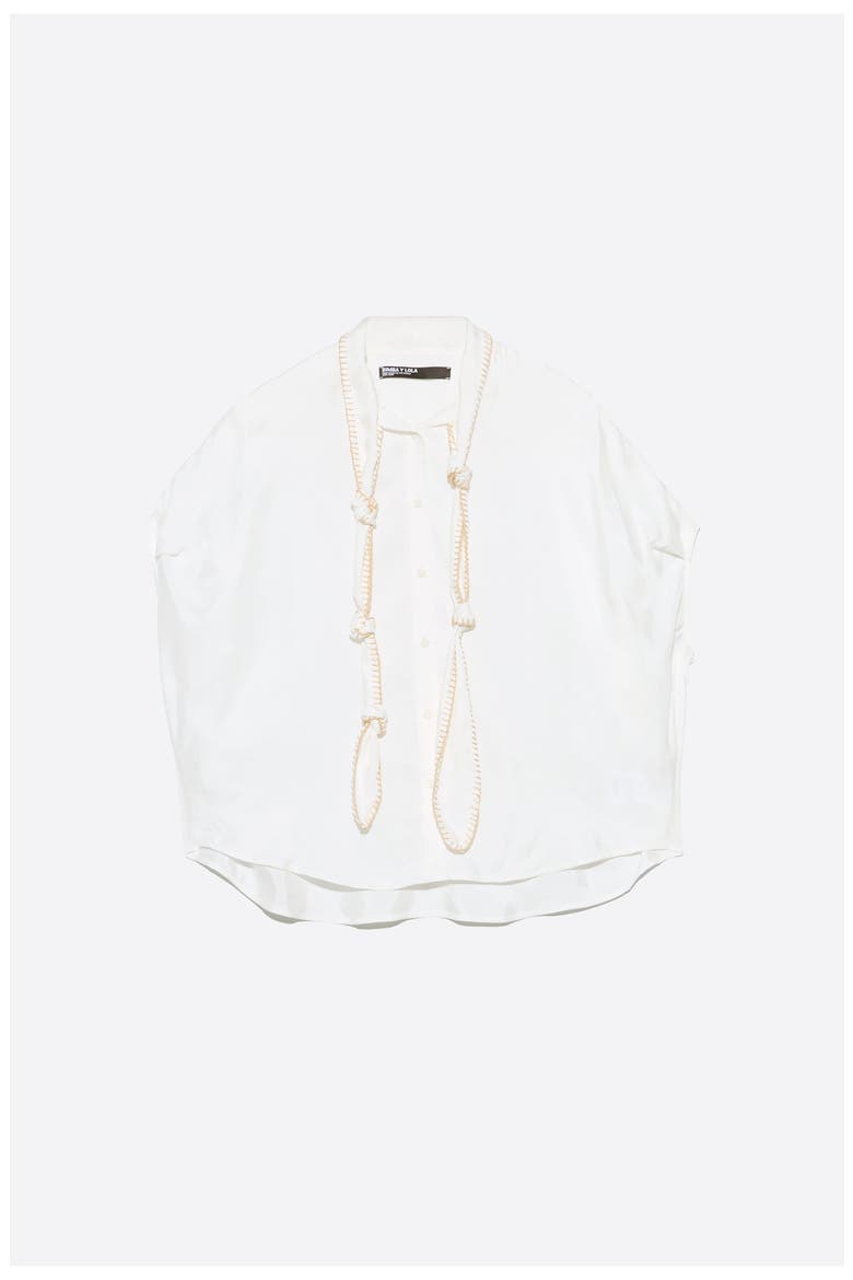 Knotted neckline cape shirt, Alternate, color, WHITE