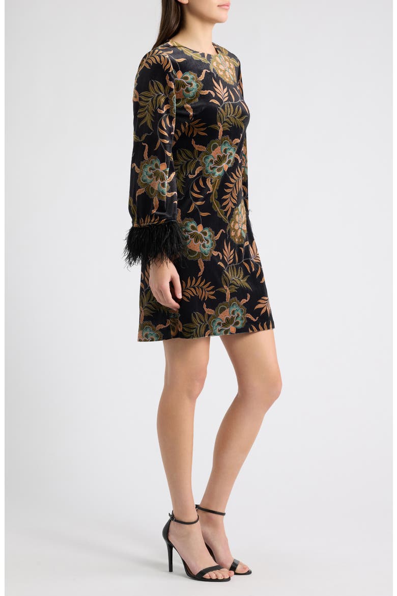 Paisley Velvet Minidress, Alternate, color, BLACK MULTI
