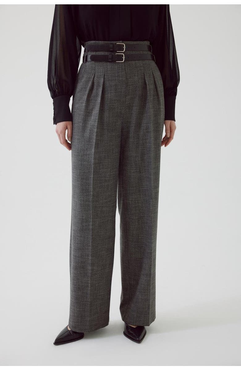 Exquise Belted Pants, Alternate, color, Anthracite