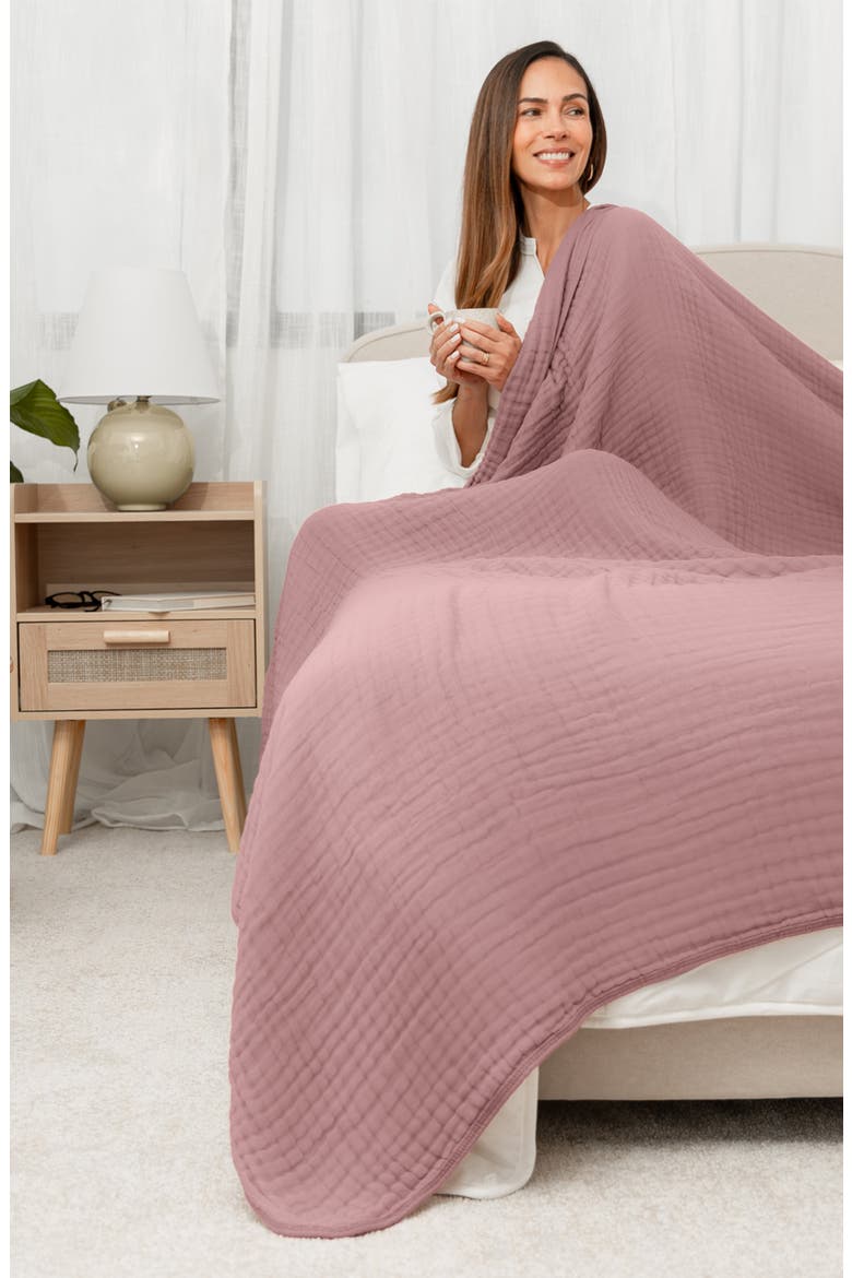 Adult Muslin Blanket, Alternate, color, Mauve