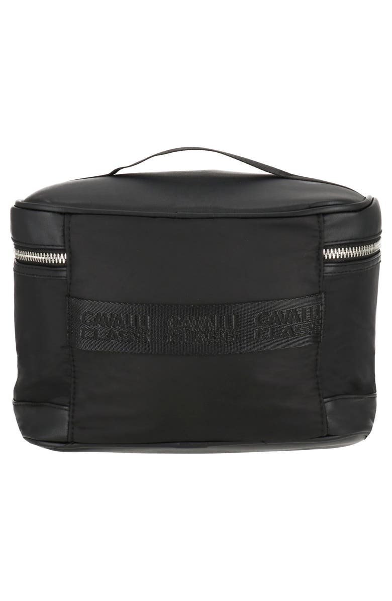 Roberto Cavalli Perfect Cosmetic Bag, Alternate, color, Black/ Silver