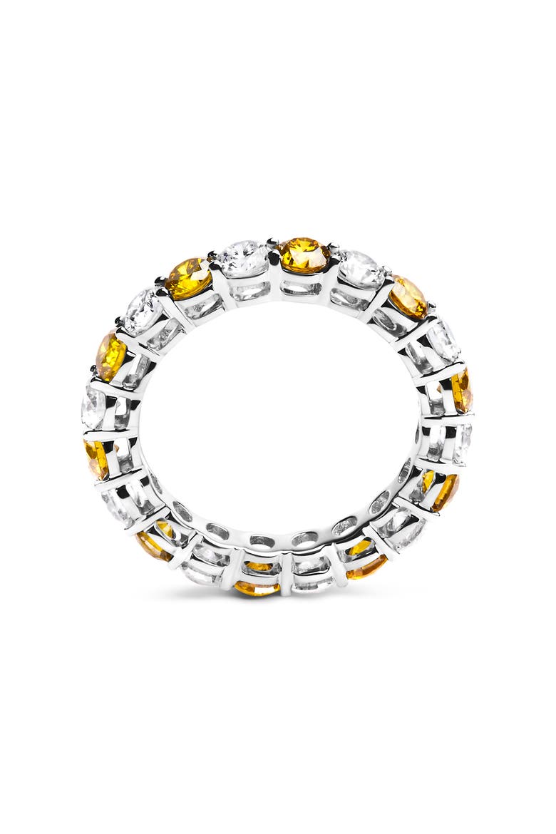 14K White Gold 3.00 Ctw Alternating White and Yellow Lab-Grown Diamond Eternity Band Ring, Alternate, color, White Gold