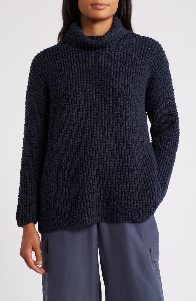 Eileen Fisher Organic Cotton Turtleneck Sweater, Main, color, Noctn