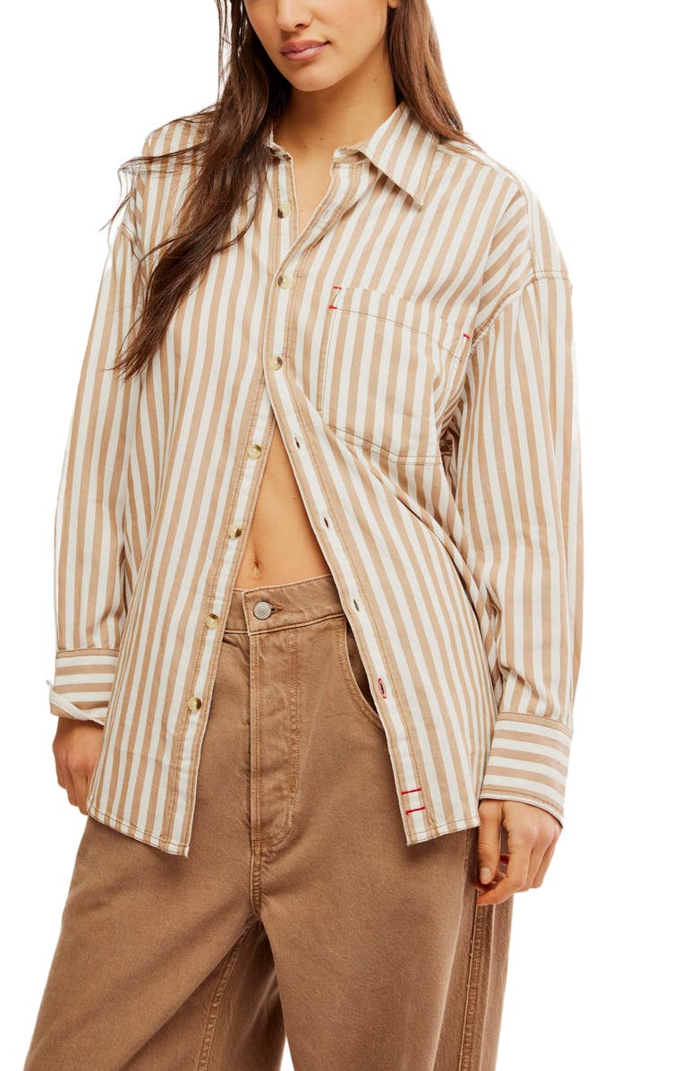 Free People Freddie Stripe Oversize Button-Up Shirt, Main, color,