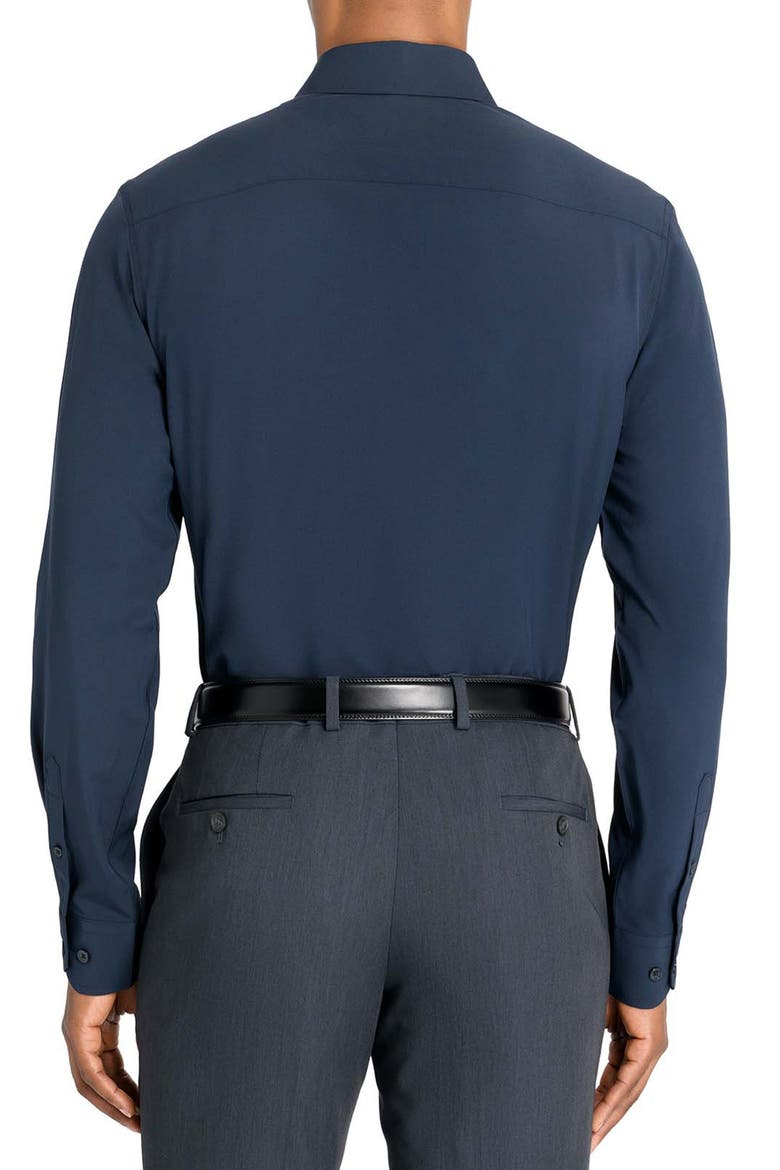 Slim Fit Solid Performance Dress Shirt, Alternate, color, NAVY