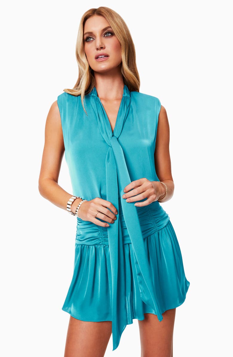 Ramy Brook Eve Tie Neck Sleeveless Satin Charmeuse Blouse, Alternate, color,
