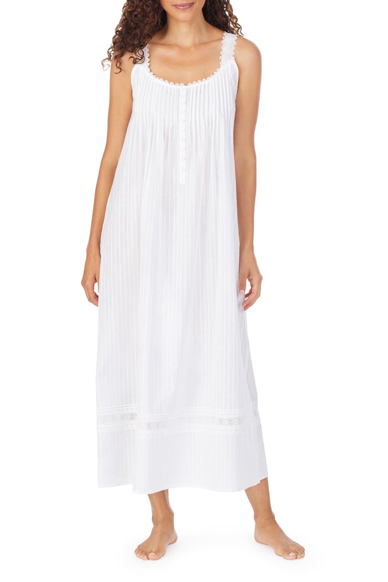 Sleeveless Cotton Nightgown, Main, color, WHITE
