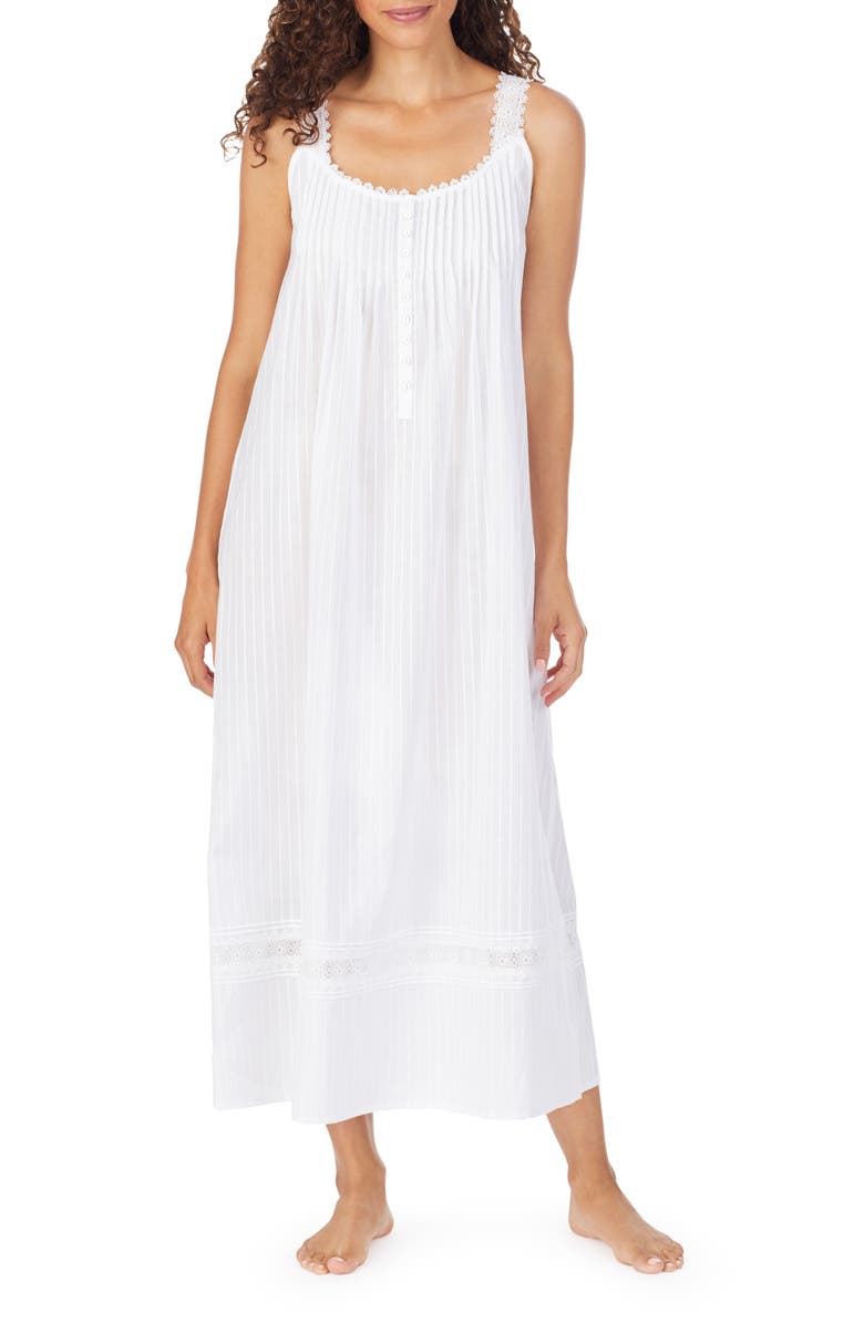 Eileen West Sleeveless Cotton Nightgown, Main, color, White