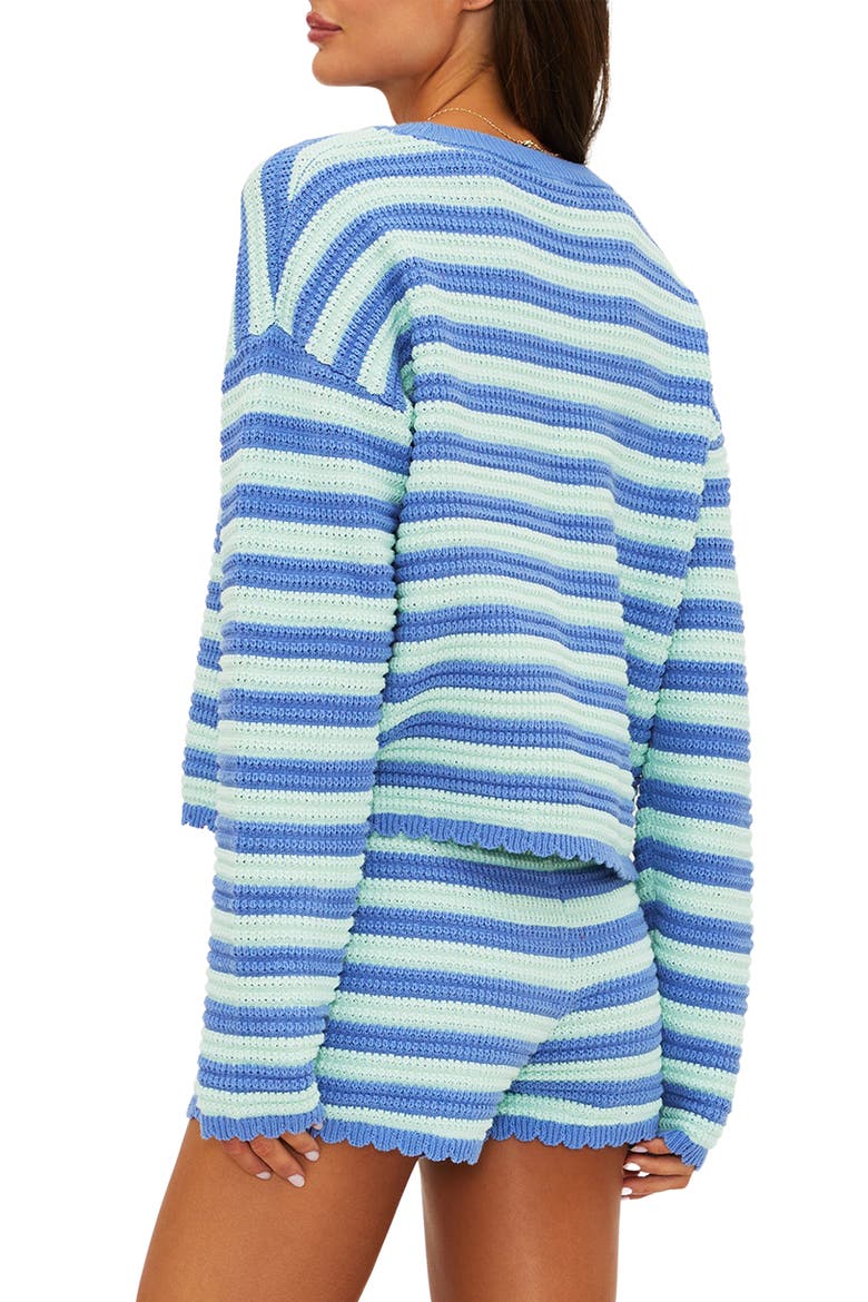 Stripe Cotton Cover-Up Sweater, Alternate, color, SAPPHIRE SEA STRIPE