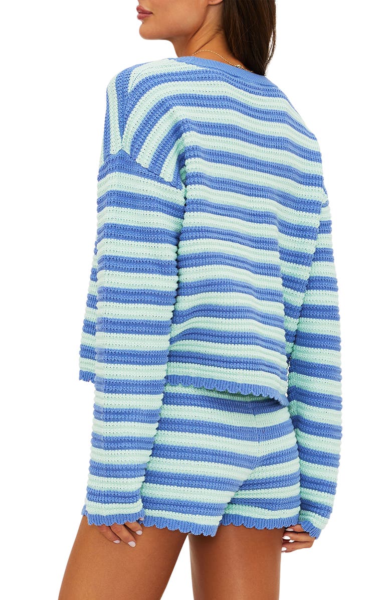 Beach Riot Stripe Cotton Cover-Up Sweater, Alternate, color, Sapphire Sea Stripe