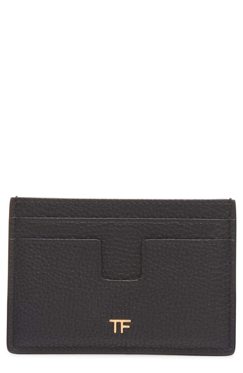 TOM FORD Grained Leather Card Holder, Main, color, 1N001 Black