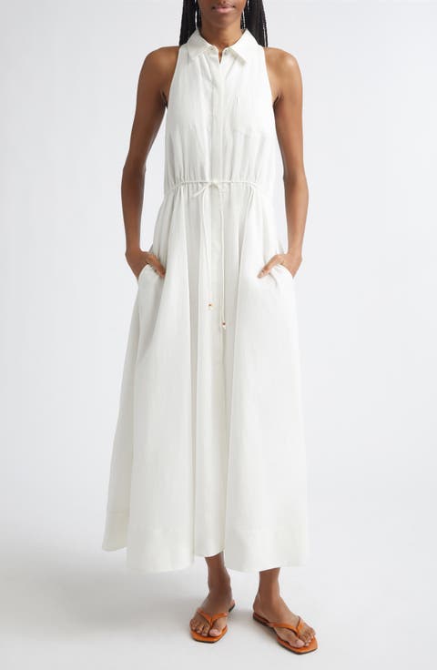 Tiana Sleeveless Linen & Cotton Shirtdress