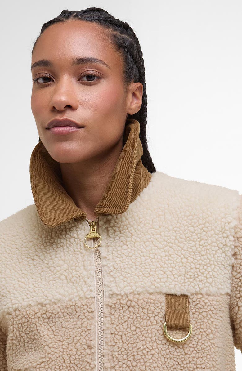 Barbour Malena Faux Shearling Fleece Crop Jacket, Alternate, color, Natural/ Ecru