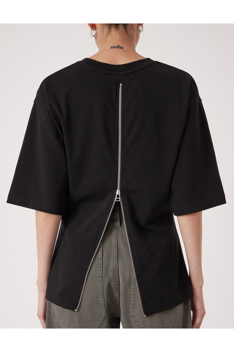 Zip Detail Short Sleeve T-Shirt, Alternate, color, Black