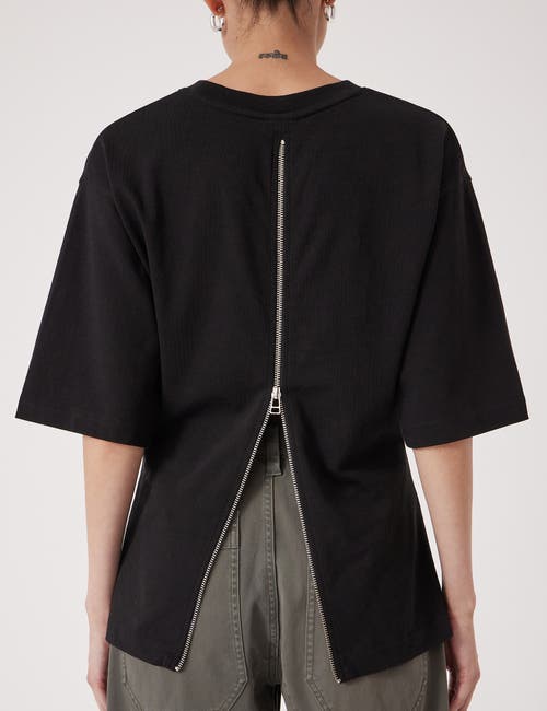 Hush Zip Detail Short Sleeve T-shirt In Black