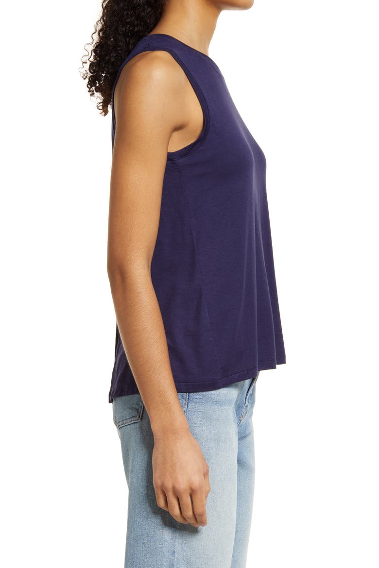 Halogen Crewneck High-Low Tank, Alternate, color, NAVY PEACOAT