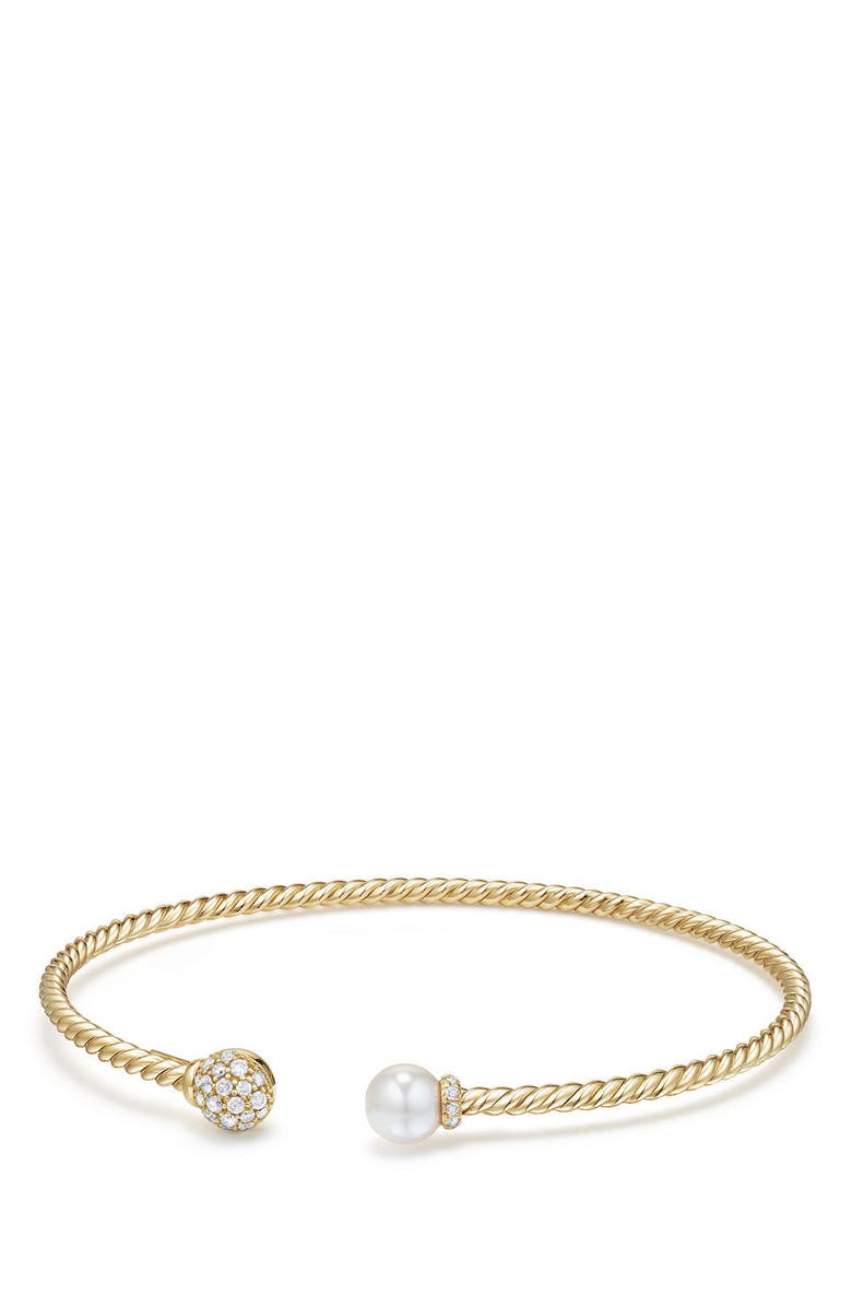David Yurman Solari Bead & Pearl Bracelet with Diamonds in 18K Gold, Main, color, Yellow Gold/ Diamond/ Pearl