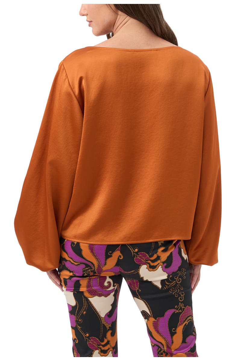 Trina Turk Ursa 2 Satin Boat Neck Top, Alternate, color, Amber