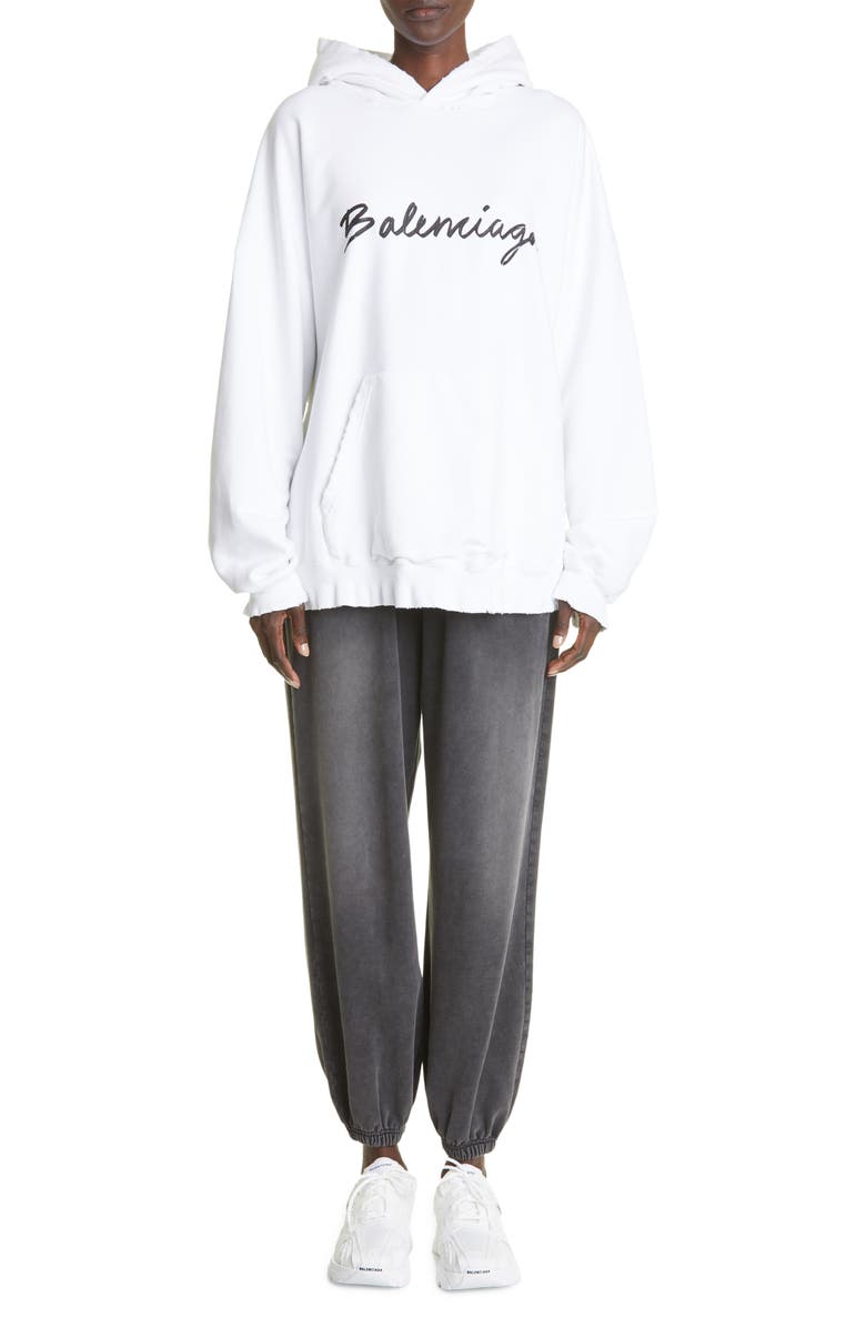 Balenciaga Sporty B Logo Organic Cotton Joggers, Alternate, color, 