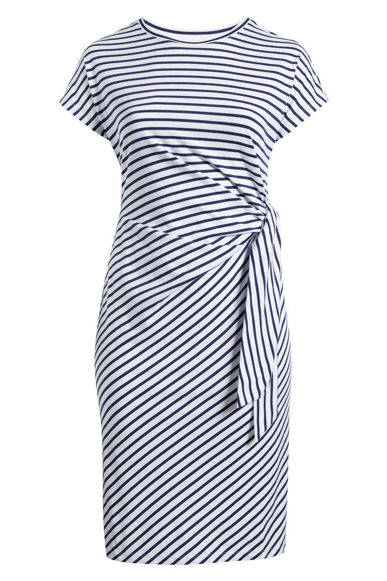 Crescent Knot T-Shirt Dress, Alternate, color, WHITE/ CENOTE STRIPE