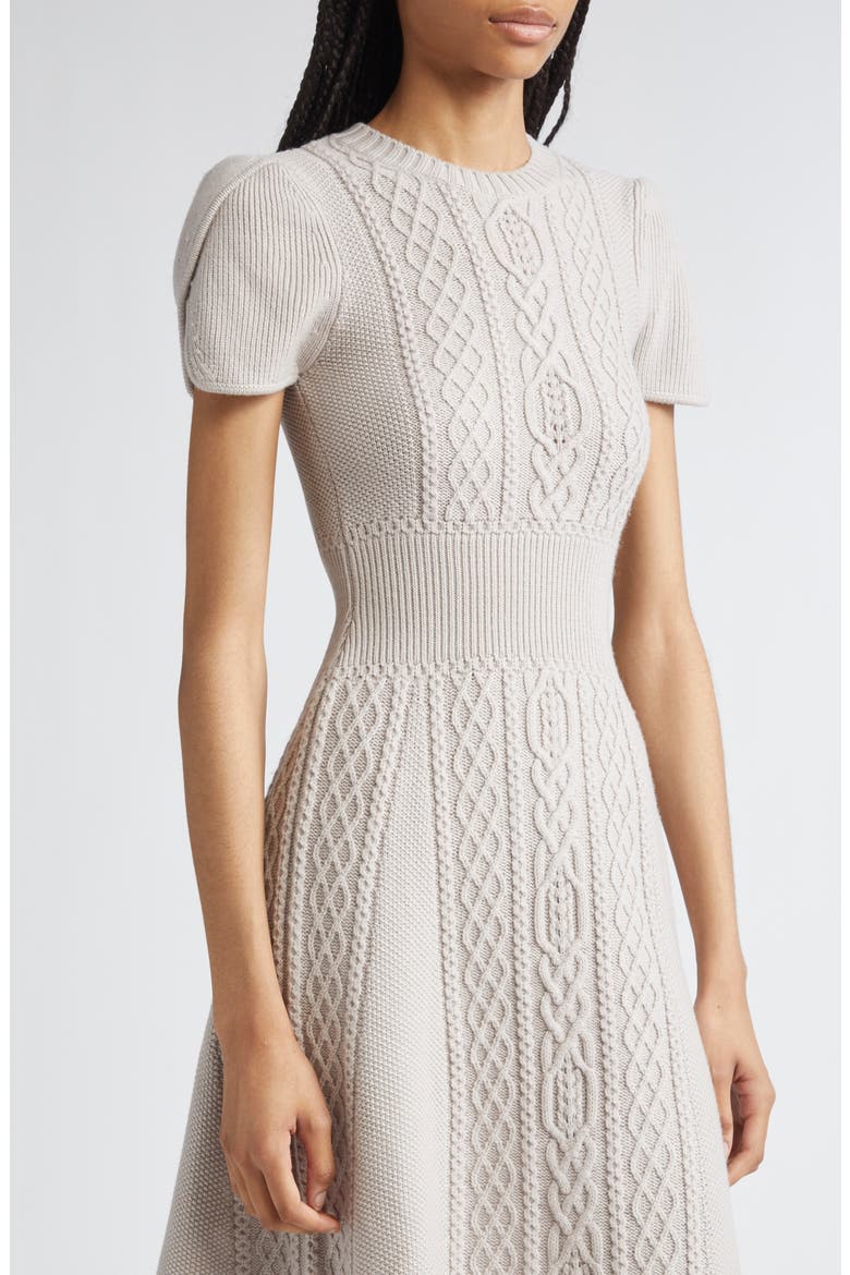 Cable Stitch Wool Sweater Dress, Alternate, color, OYSTER