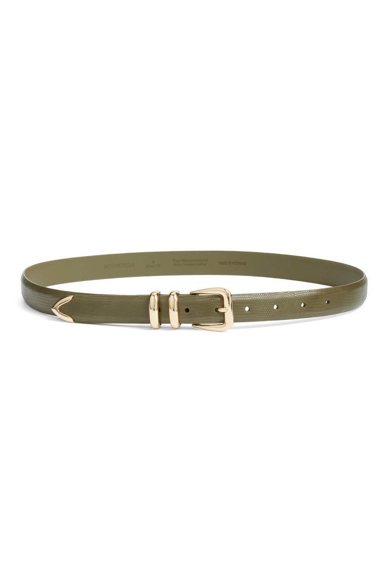 Sutton Croc-Embossed Belt, Main, color, SPHAGNUM GREEN