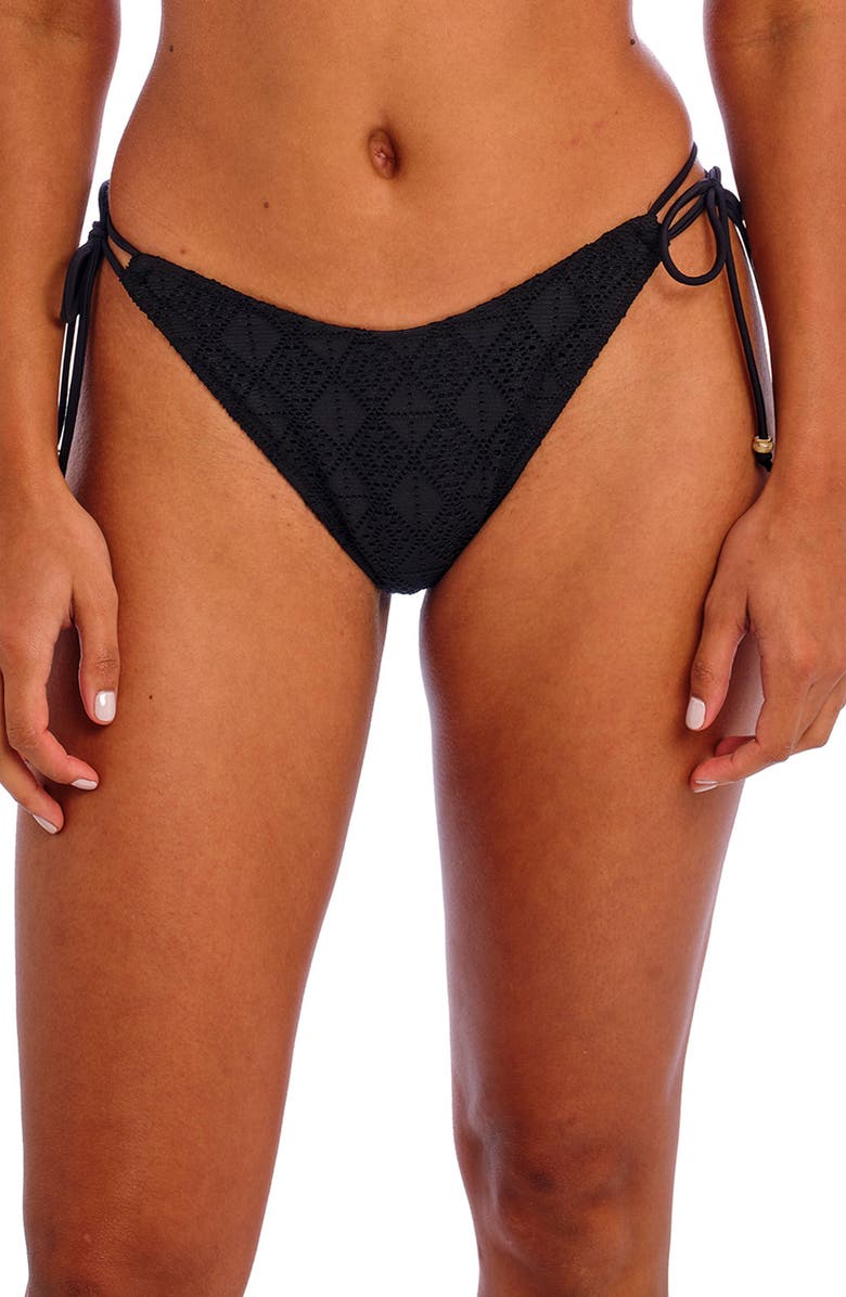 Freya Nomad Nights Tie Side Bikini Bottoms, Main, color, Black (Blk)