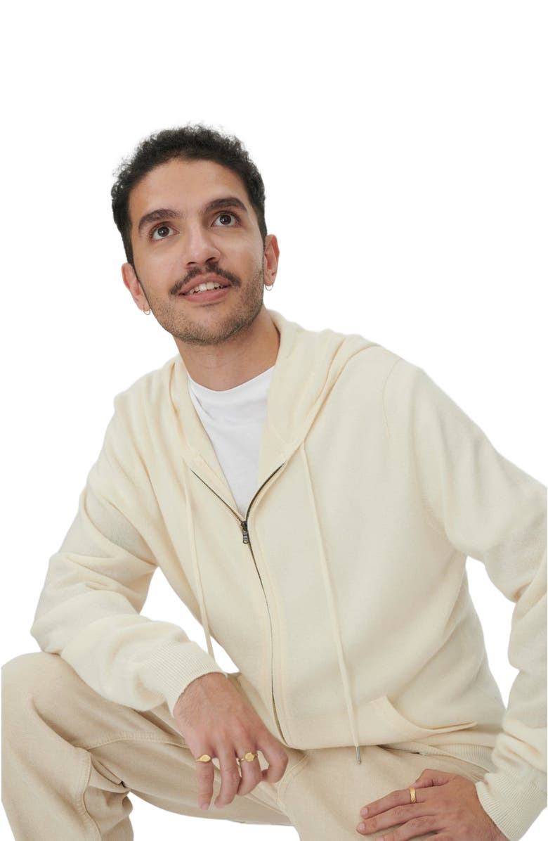 GOBI Mongolian Cashmere Cashmere Zip Hoodie, Alternate, color, Marshmallow