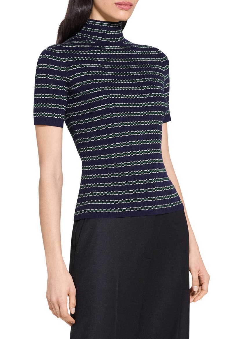 Leenda Stripe Merino Wool Mock Neck Sweater, Alternate, color, DEEP NAVY MULTI
