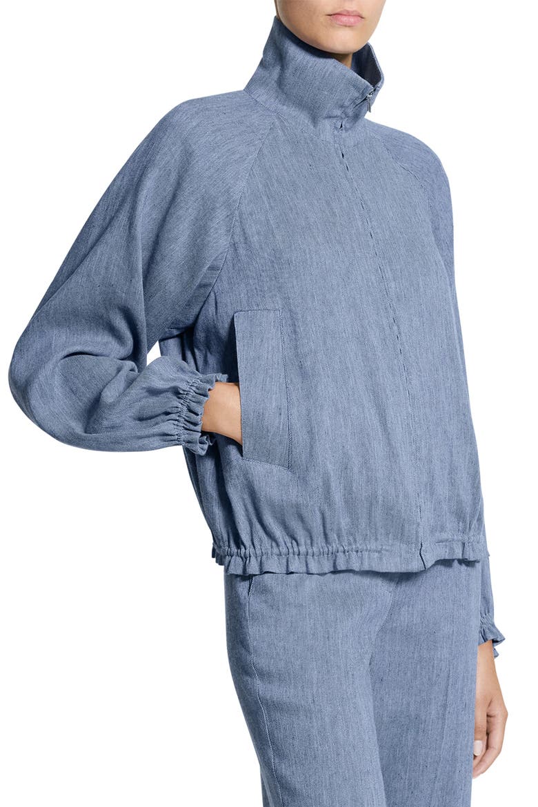 Drawstring Hem Linen Blend Jacket, Alternate, color, LIGHT DENIM