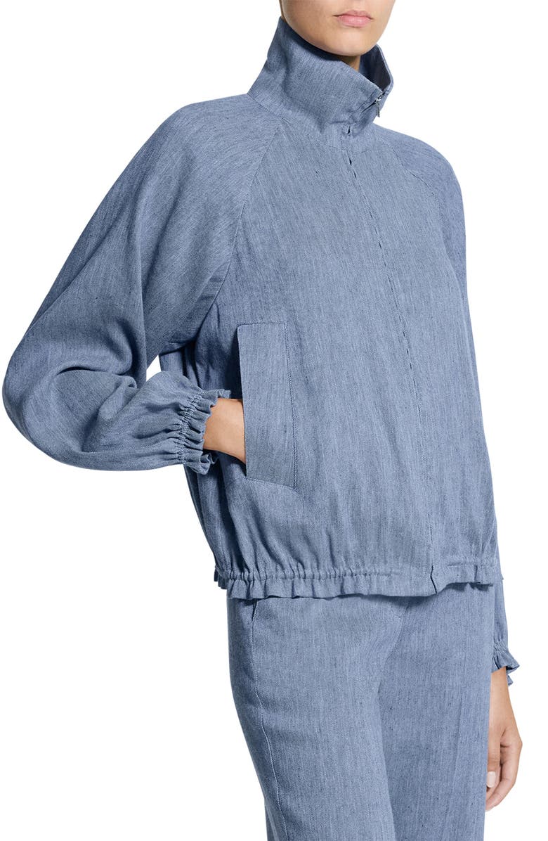 Theory Drawstring Hem Linen Blend Jacket, Alternate, color, Light Denim