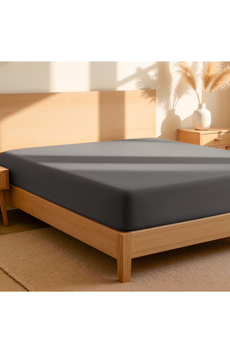 Bare Home 100% Organic Cotton Percale Cooling Fitted Sheet - Full XL, Alternate, color, Grey