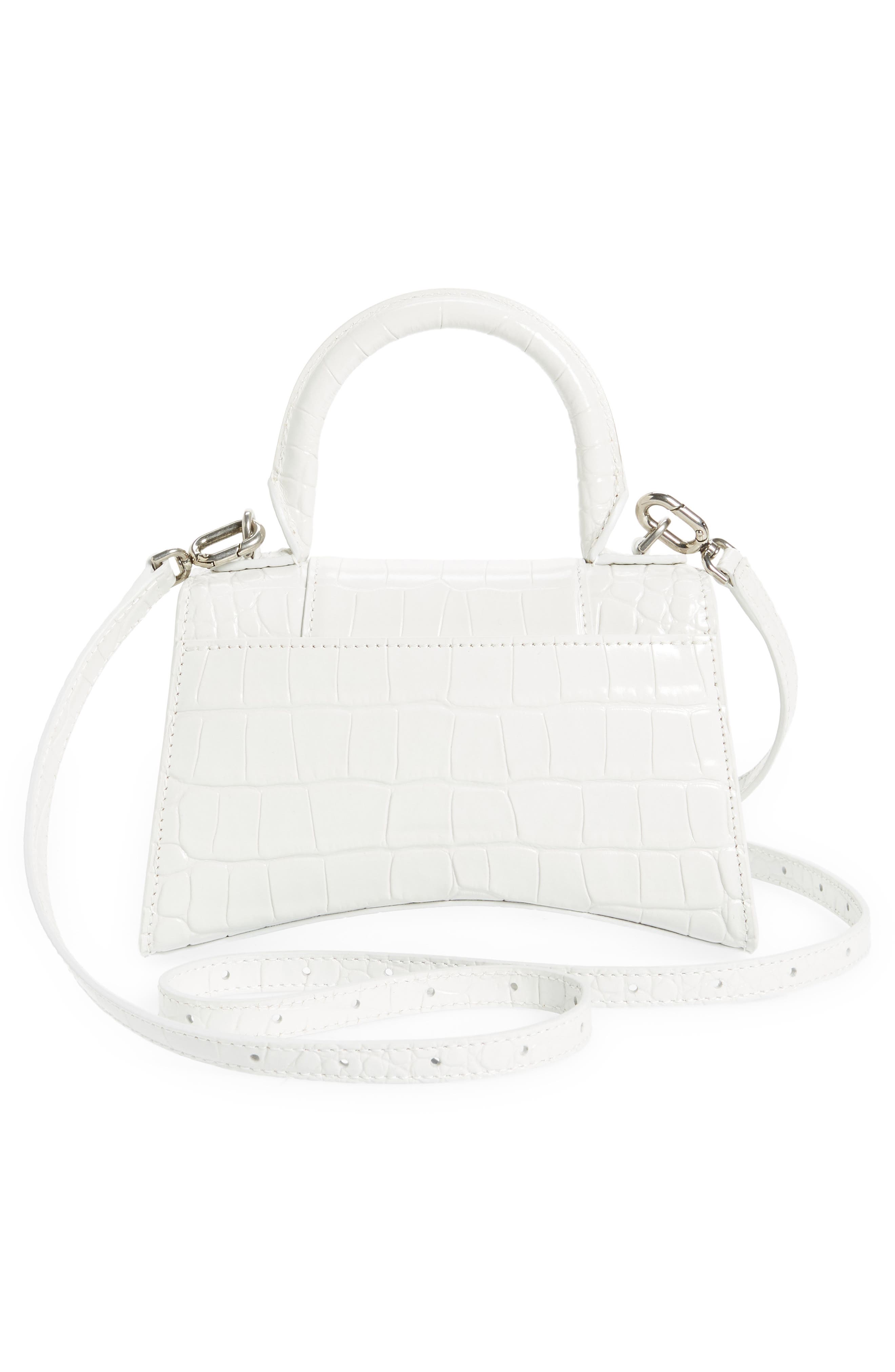 Balenciaga Extra Small Hourglass Croc Embossed Leather Top Handle Bag, Alternate, color, 
