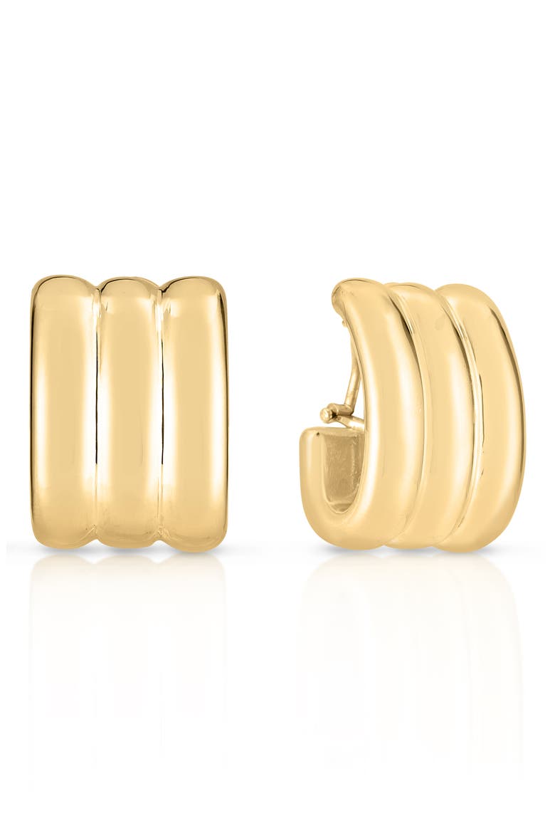 Wide Ridge Hoop Earrings, Main, color, YELLOW GOLD
