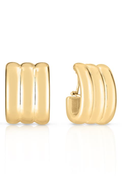 Wide Ridge Hoop Earrings