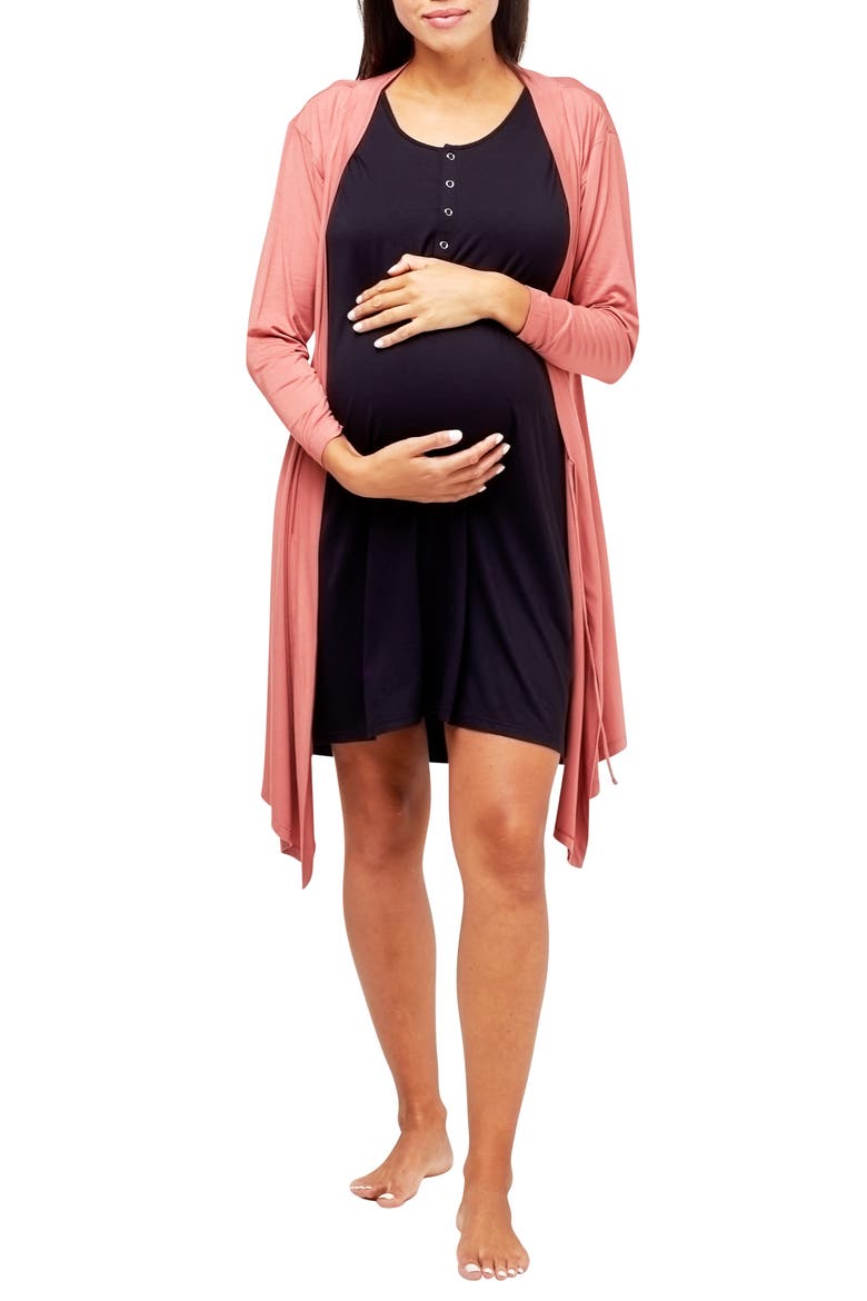 Second Skin Maternity Robe, Main, color, TERRACOTTA