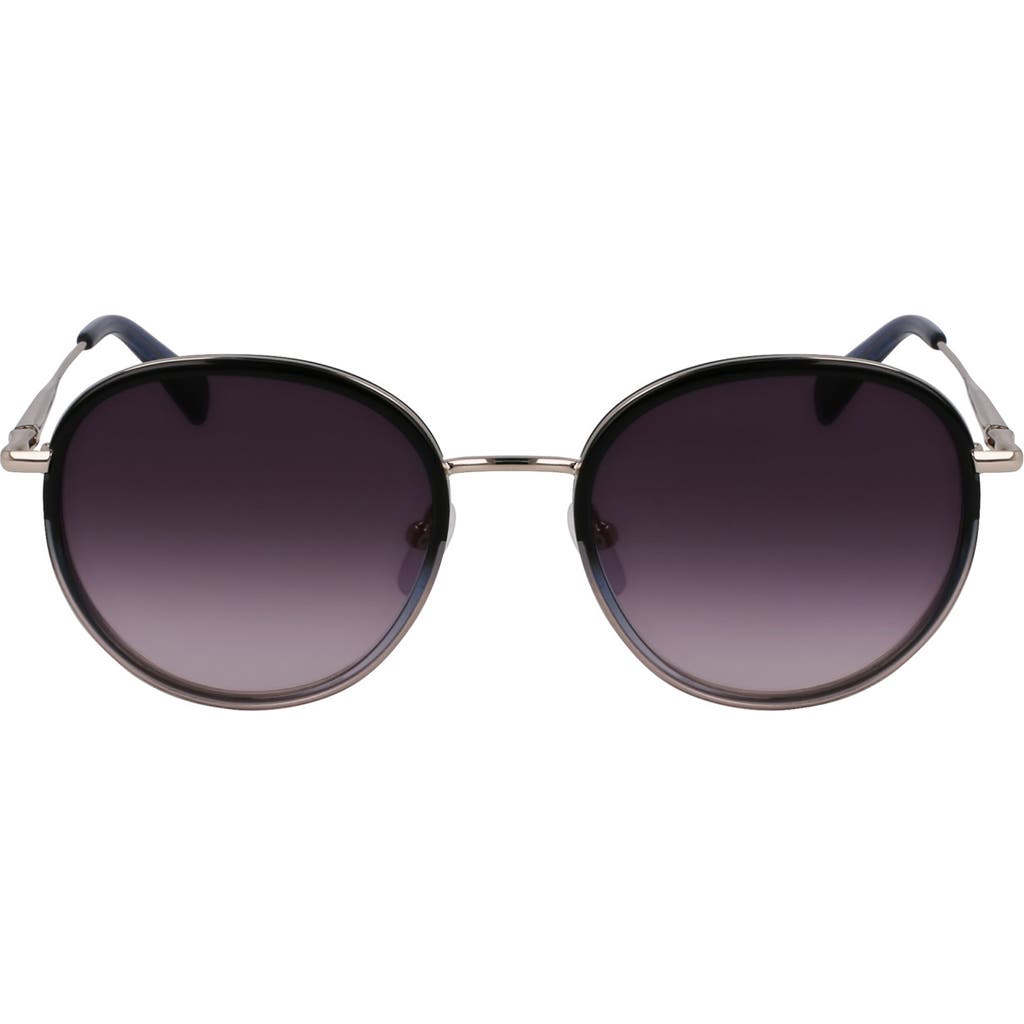 Longchamp Roseau 52mm Gradient Round Sunglasses In Silver/gradient Blue