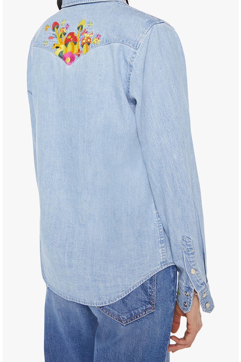 MOTHER The Honey Embroidered Denim Snap-Up Shirt (Women