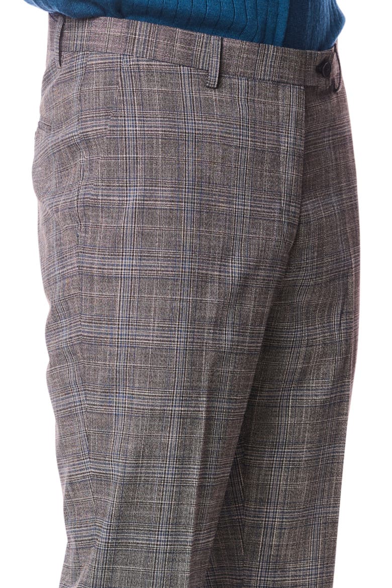 Downing Slim Fit Flat Front Plaid Dress Pants, Alternate, color, BLUE BLACK PLAID