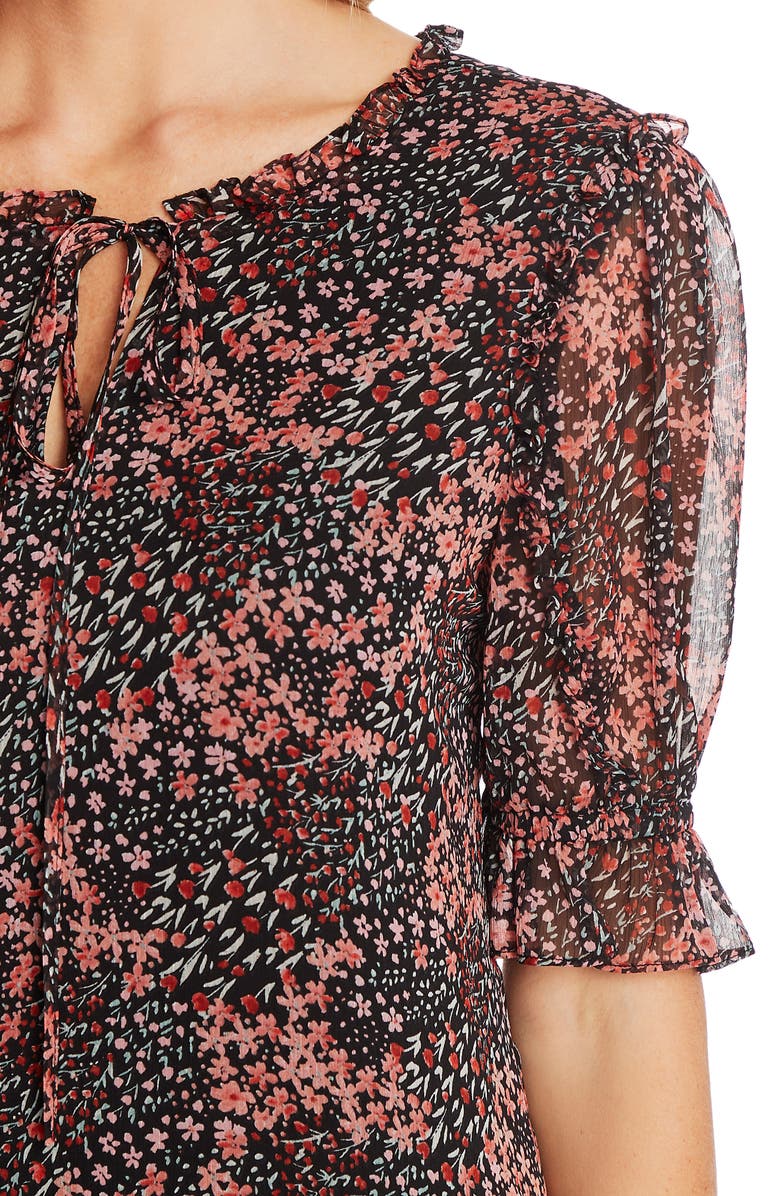 CeCe Ditsy Blossom Puff Sleeve Chiffon Dress, Alternate, color, 