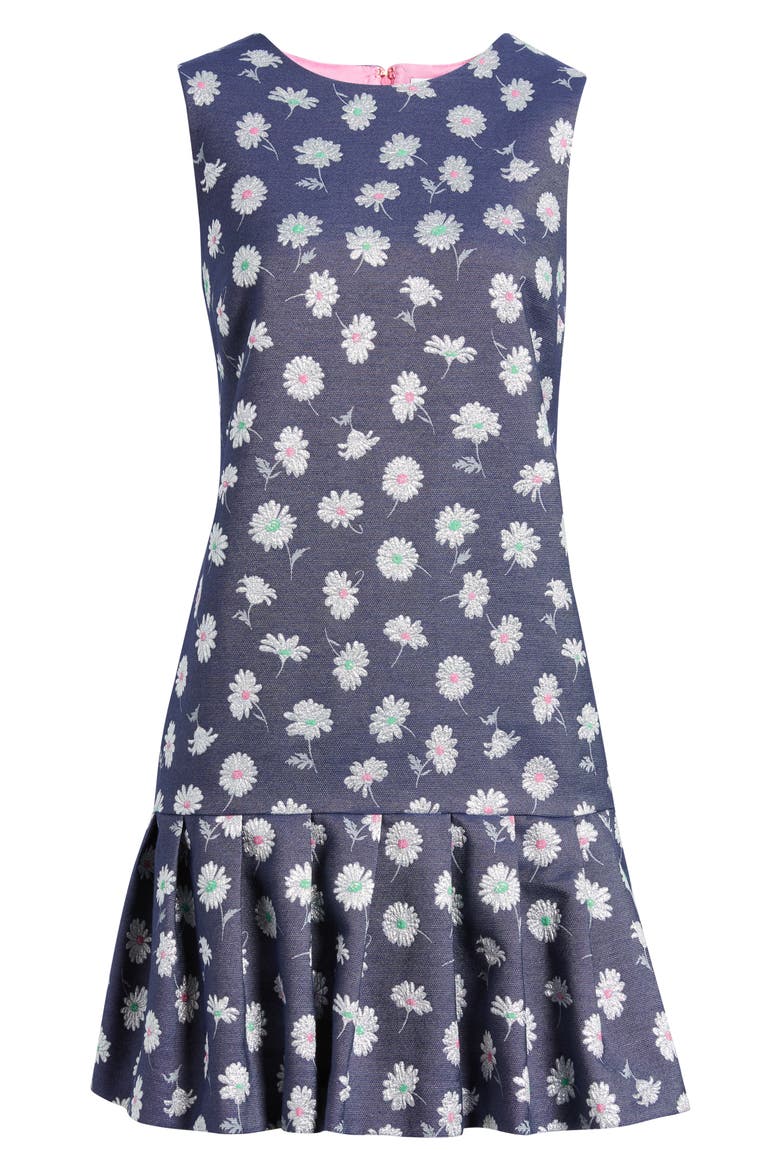 Joey Metallic Floral Cotton Blend Dress, Alternate, color, LOW TIDE NAVY PETAL