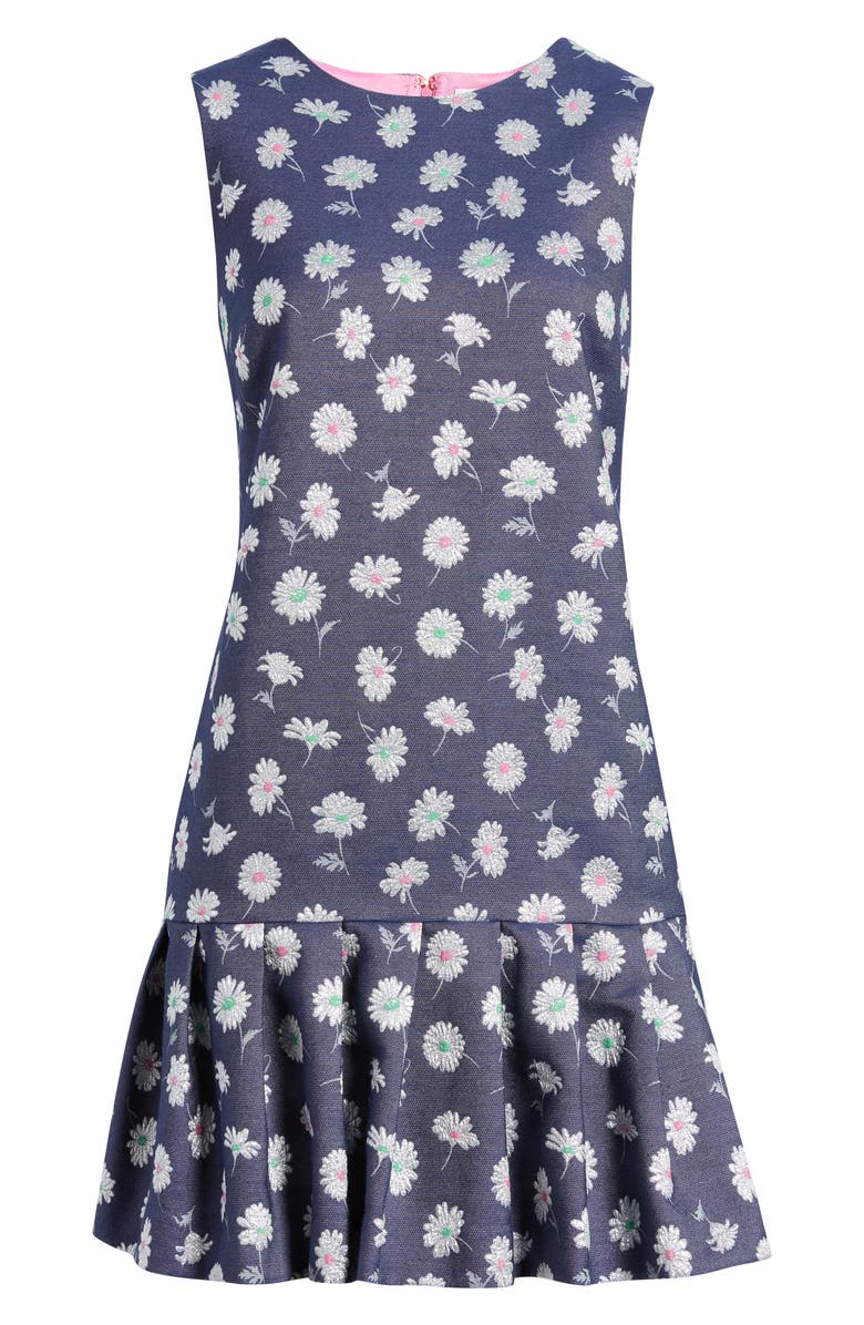 Lilly Pulitzer<sup>®</sup> Joey Metallic Floral Cotton Blend Dress, Main, color, Low Tide Navy Petal